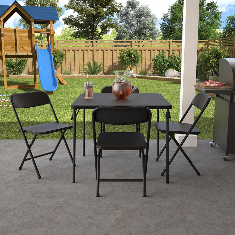 COSCO 5 Piece Solid Resin Centerfold Table Chair Dining Set